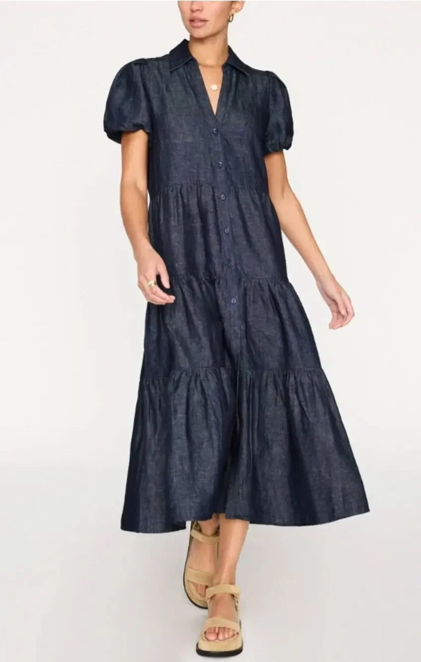 Brochu Walker The Havana Indigo Denim Dress size L large - Picture 1 of 6